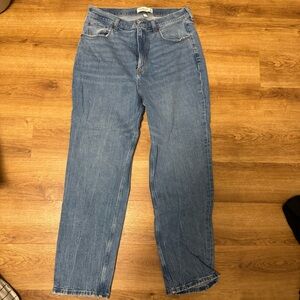 Abercrombie the ankle straight blue jeans ultra high rise curve love 14 LONG